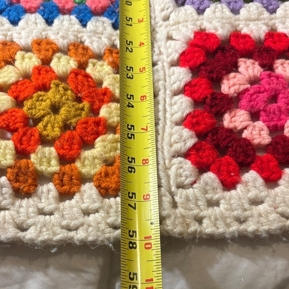 Vintage Crochet Granny Square Blanket - Picture 5 of 7